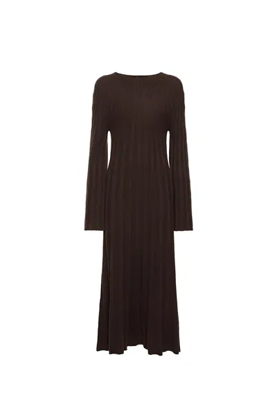 Loulou Studio Irma Ribbed Knit Wool Midi Dress In Brown