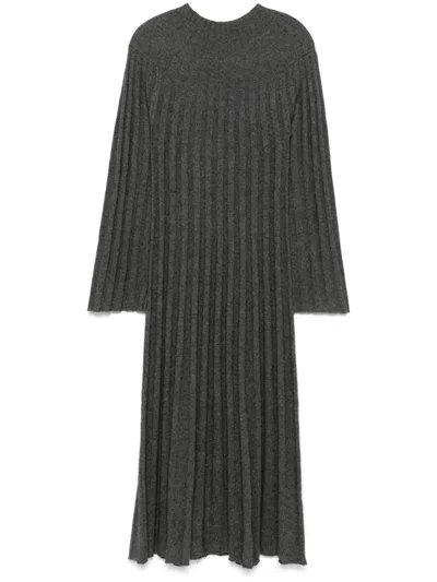 Loulou Studio Irma Ribbed Knit Wool Midi Dress In Grey