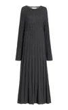 Loulou Studio Irma Ribbed Knit Wool Midi Dress In Grey