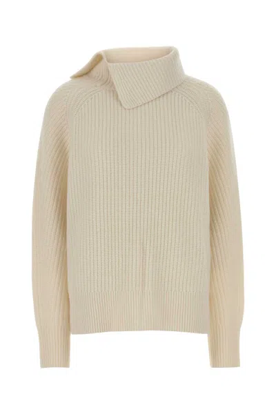 LOULOU STUDIO IVORY CASHMERE CECIL SWEATER