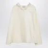Loulou Studio Ivory Hooded Blouse In Silk In White