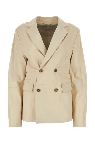 LOULOU STUDIO IVORY LEATHER DAVAO BLAZER