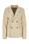 LOULOU STUDIO IVORY LEATHER DAVAO BLAZER