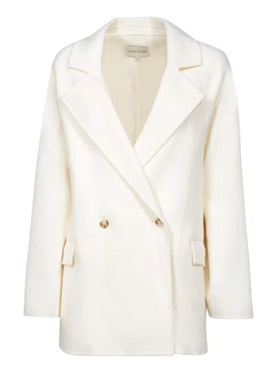 LOULOU STUDIO IVORY SHORT WOOL-CASHMERE COAT