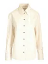 Loulou Studio Vertical Stripe Tailored Shirt In Neutral