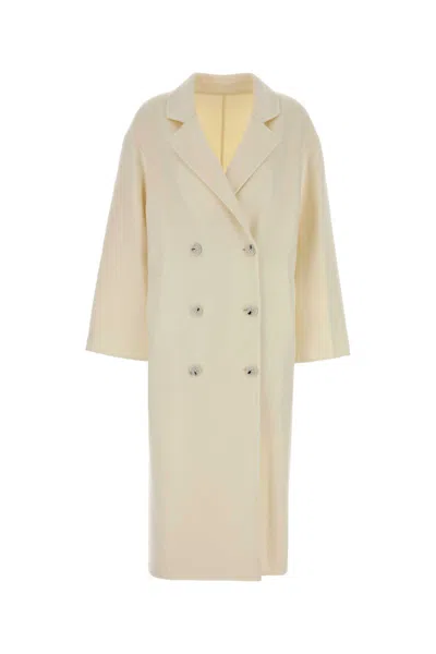 Loulou Studio Wool Blend Borneo Long Double Breasted Coat In Neutral