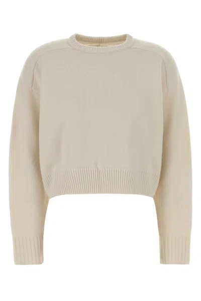 LOULOU STUDIO IVORY WOOL BLEND BRUZZI SWEATER