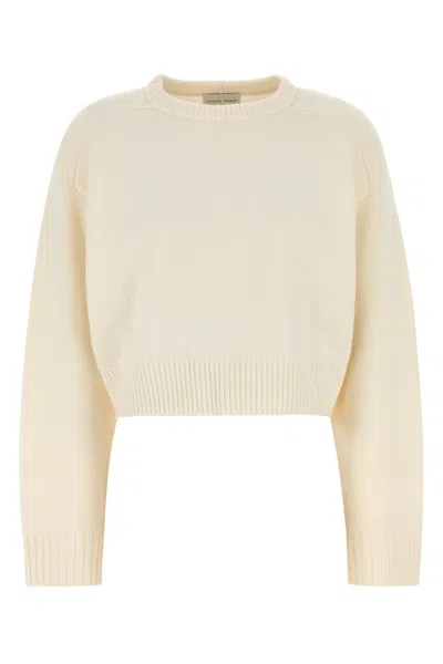 Loulou Studio Ivory Wool Blend Oversize Bruzzi Sweater In White