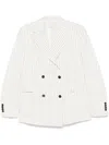 Loulou Studio Double Breasted Jacket In Ivory Black Stripes
