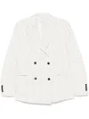Loulou Studio Double Breasted Jacket In Ivory Black Stripes
