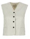 Loulou Studio Vest Adjustable Back Strap Front Pockets In Stripped
