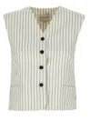 Loulou Studio Vest Adjustable Back Strap Front Pockets In Stripped