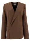 Loulou Studio Donau Double Breast Wool Blazer In Brown