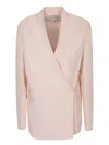 Loulou Studio Lahari Collarless Double-breasted Linen Blazer In Pink