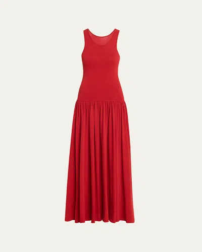 Loulou Studio Jada Sleeveless Scoop-neck Knit Maxi Dress In Red
