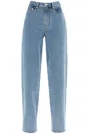Loulou Studio Organic Denim Wide Leg High Waist Light Blue Washed Pants In Blue