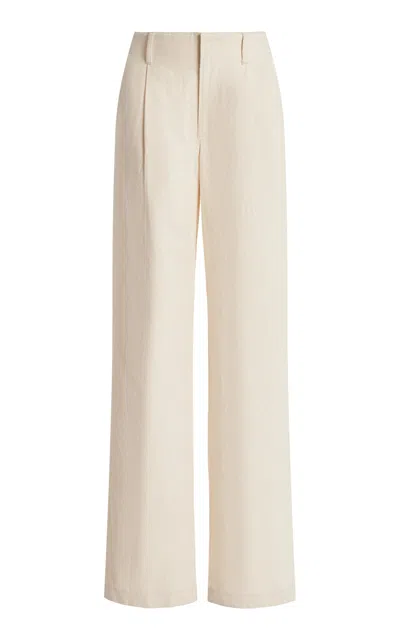 Loulou Studio Jiva Low-rise Cotton-blend Wide-leg Trousers In White