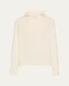Loulou Studio Johnny Collar Cotton Sweater In Rice Ivory