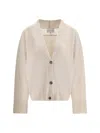 Loulou Studio Kaia Ribbed V-neck Cardigan In Oat Melange