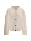 Loulou Studio Kaia Ribbed V-neck Cardigan In Oat Melange