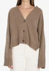 Loulou Studio Kaia Cashmere V-neck Cardigan With Ribbed Finishes In Brown