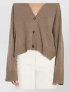 Loulou Studio Kaia Cashmere V-neck Cardigan With Ribbed Finishes In Brown