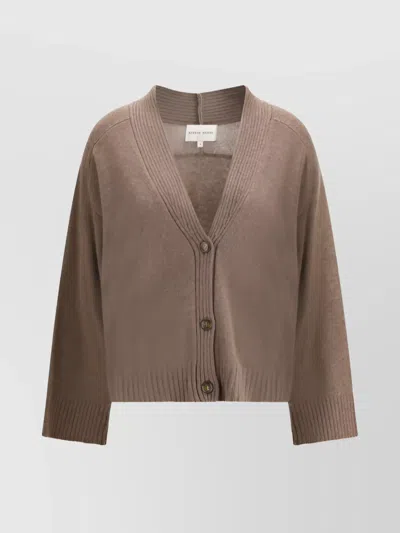 Loulou Studio Kaia Ribbed V-neck Cardigan In Brown
