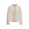 Loulou Studio Kaia Ribbed V-neck Cardigan In Beige