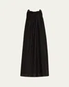 Loulou Studio Kika Long Gathered Dress In Black