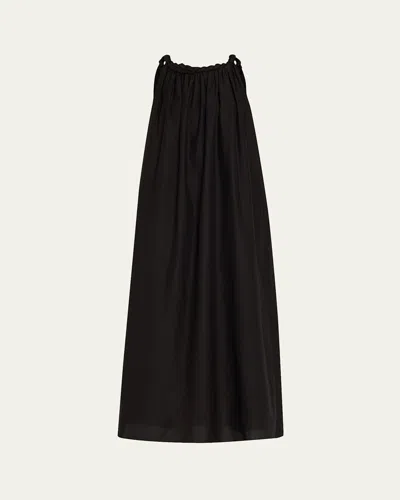 Loulou Studio Kika Long Gathered Dress In Black