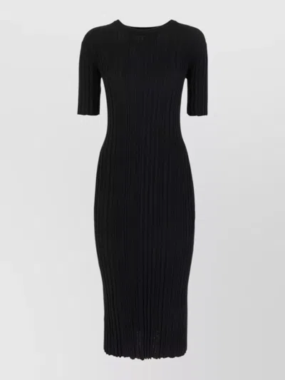 Loulou Studio Knit Dress Fitted Silhouette Ribbed Midi In Black