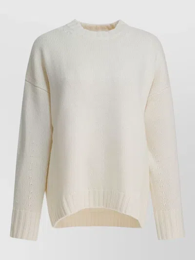 Loulou Studio Knit Top Dropped Shoulders Ribbed Trims Textured In Neutral