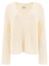 Loulou Studio V-neckline Textured Knit Sweater In Neutral