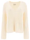 Loulou Studio V-neckline Textured Knit Sweater In Neutral