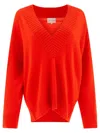 Loulou Studio Oversize Cashmere V-neck Sweater In Red