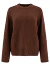 Loulou Studio Crew Neck Textured Knit Sweater In Brown