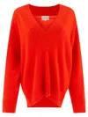 Loulou Studio Oversize Cashmere V-neck Sweater In Red