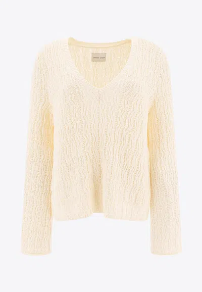 Loulou Studio Komo V-neck Knitted Sweater In White