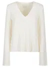 Loulou Studio Komo V-neck Cotton Sweater In Rice Ivory