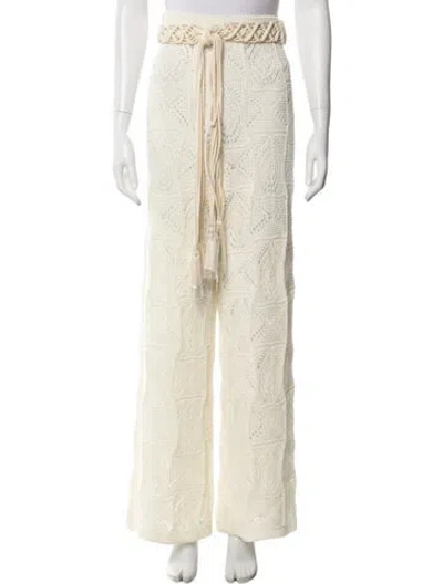 Pre-owned Loulou Studio Lace Pattern Wide Leg Pants In Neutral