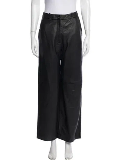 Pre-owned Loulou Studio Lamb Leather Wide Leg Pants In Black