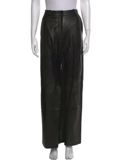 Pre-owned Loulou Studio Lamb Leather Wide Leg Pants In Black