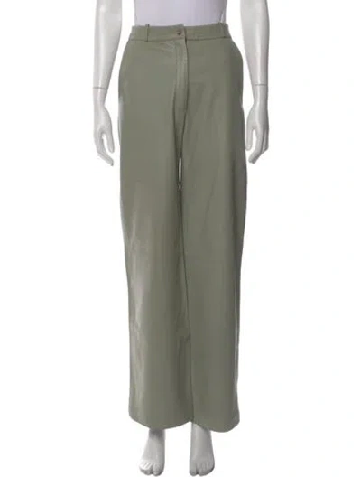 Pre-owned Loulou Studio Lamb Leather Wide Leg Pants In Green
