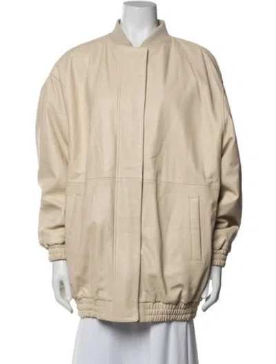 Pre-owned Loulou Studio Lambskin Bomber Jacket In Neutrals