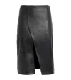 Loulou Studio Slit Leather Pencil Skirt In Black