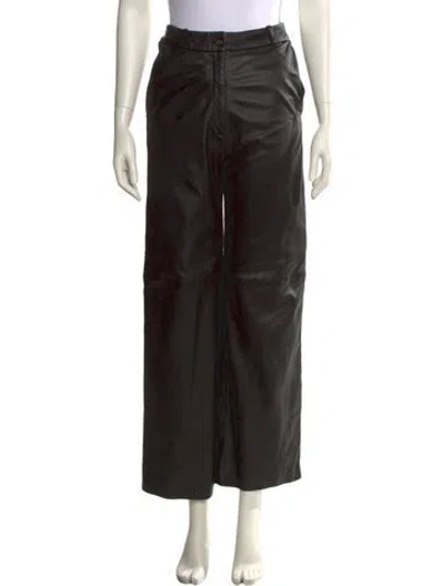 Pre-owned Loulou Studio Lambskin Wide Leg Pants In Black