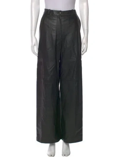 Pre-owned Loulou Studio Lambskin Wide Leg Pants In Black