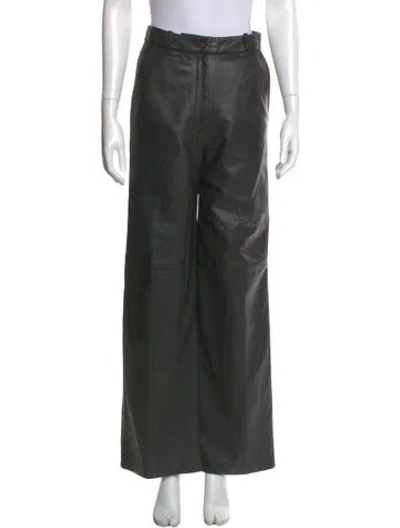 Pre-owned Loulou Studio Lambskin Wide Leg Pants In Black
