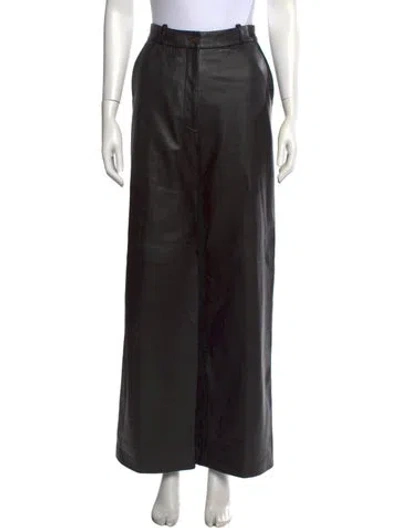 Pre-owned Loulou Studio Lambskin Wide Leg Pants In Black