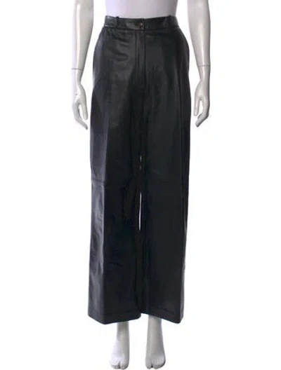 Pre-owned Loulou Studio Lambskin Wide Leg Pants In Black